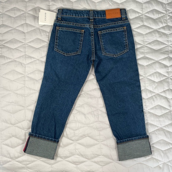 👖GUCCI KIDS WEB CUFF STRAIGHT LEG JEANS👖 - Picture 3 of 9